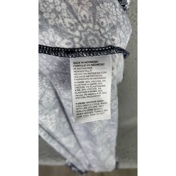 Essentials Sleeveless Navy White Patterned‎ Maxi Dress Scoop Neck Size L - Picture 8 of 8